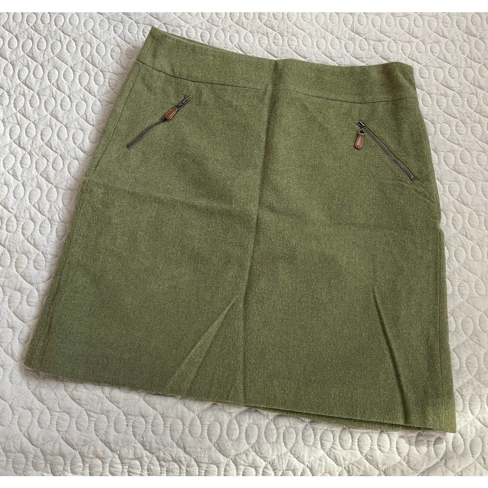 Womens Talbots Wool Blend Lined Pocket Skirt Green 6